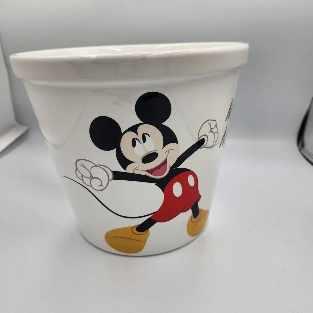 Disney Mickey Mouse Large White Ceramic Popcorn Bowl Bucket Or Plant‎ Pot New